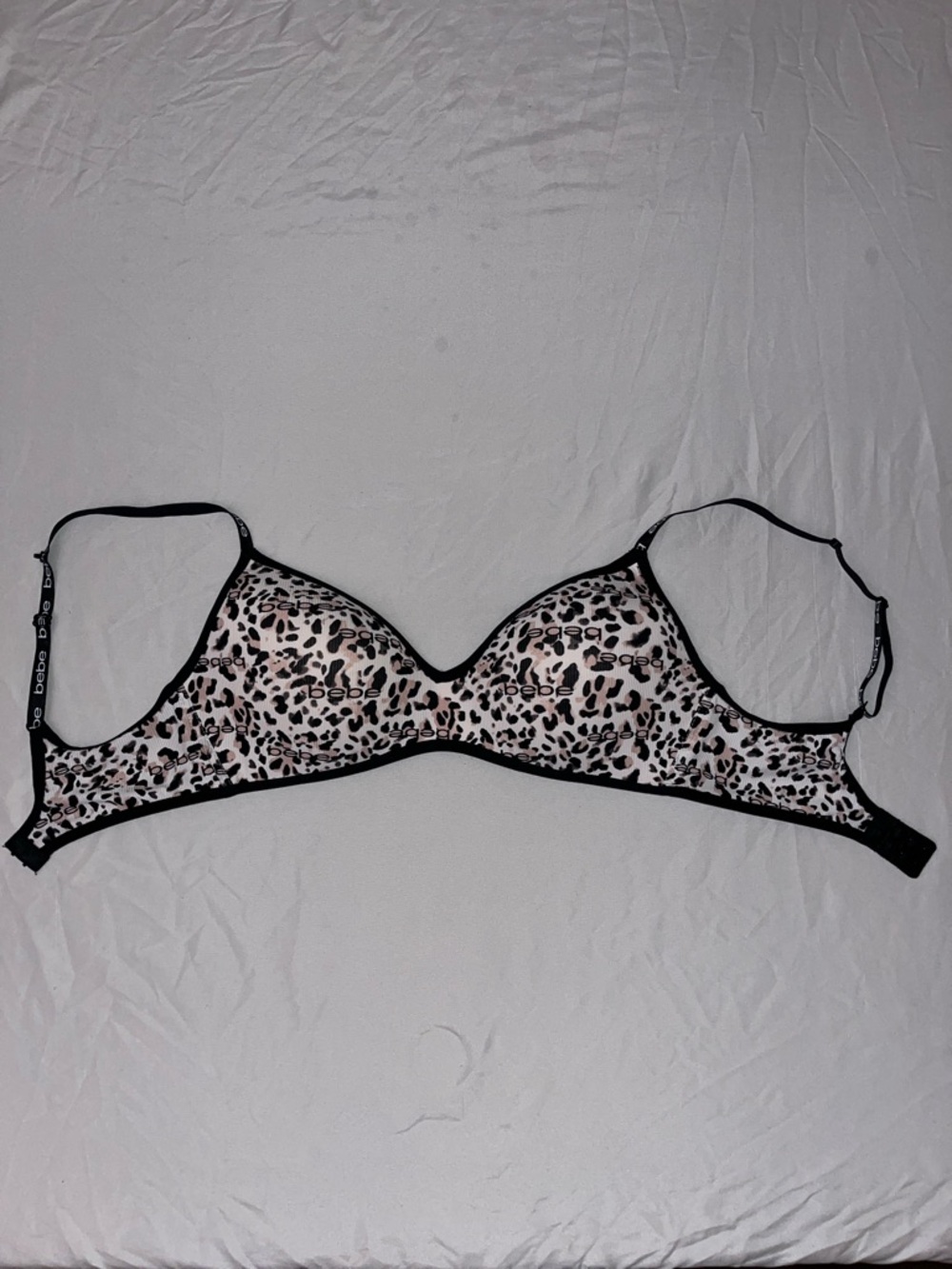 Bebe Leopard Print Wireless Bra - Black Trim